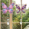 2pcs Butterfly DIY Acrylic Diamond Painting Wind Chime for Adult 5D Diamond Painting Suncatcher with Crystal Pendant Double Sided Hanging Diamonds Art Paint Ornament Gift for Home