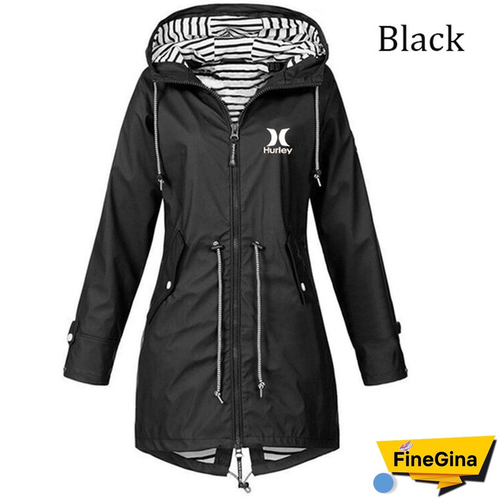 Women Outdoor Waterproof Rain Jacket Running Coat Jackets Climbing Hooded Sleeve Hooded Windbreaker Jacket