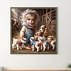 Vie d’animaux de compagnie fille-plein diamant rond peinture-30 * 30cm