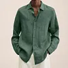 Gioiacombo&trade; Camicia da uomo in cotone e lino a tinta unita sciolta nuova
