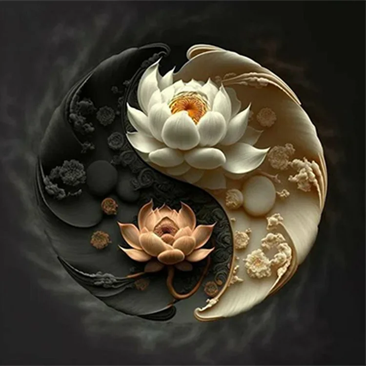 Full Round Diamond Painting - Lotus Yin Yang Diagram 30*30CM