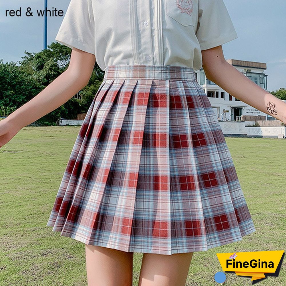 Summer Woman Mini Skirts Harajuku Korean Style Fashion Cute Kawaii Skirts For Girls High Waist Plaid Pleated Skirt Women Dress