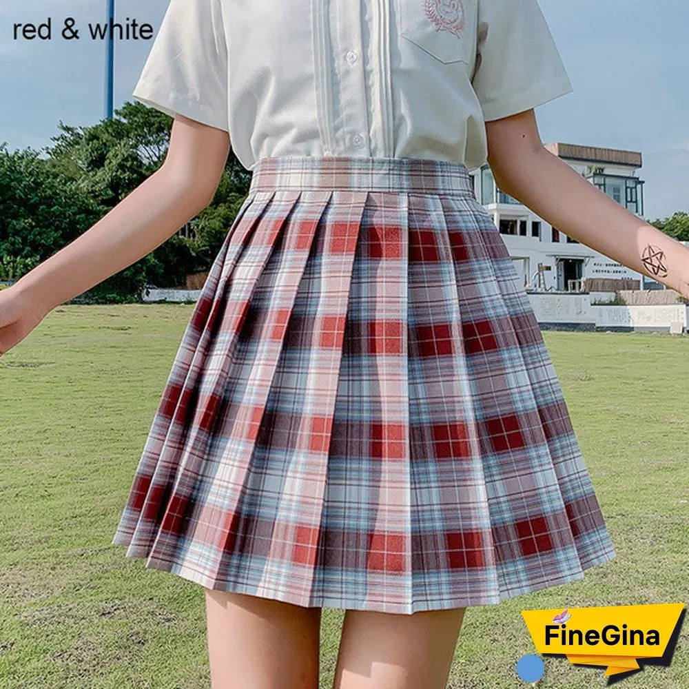 Summer Woman Mini Skirts Harajuku Korean Style Fashion Cute Kawaii Skirts For Girls High Waist Plaid Pleated Skirt Women Dress