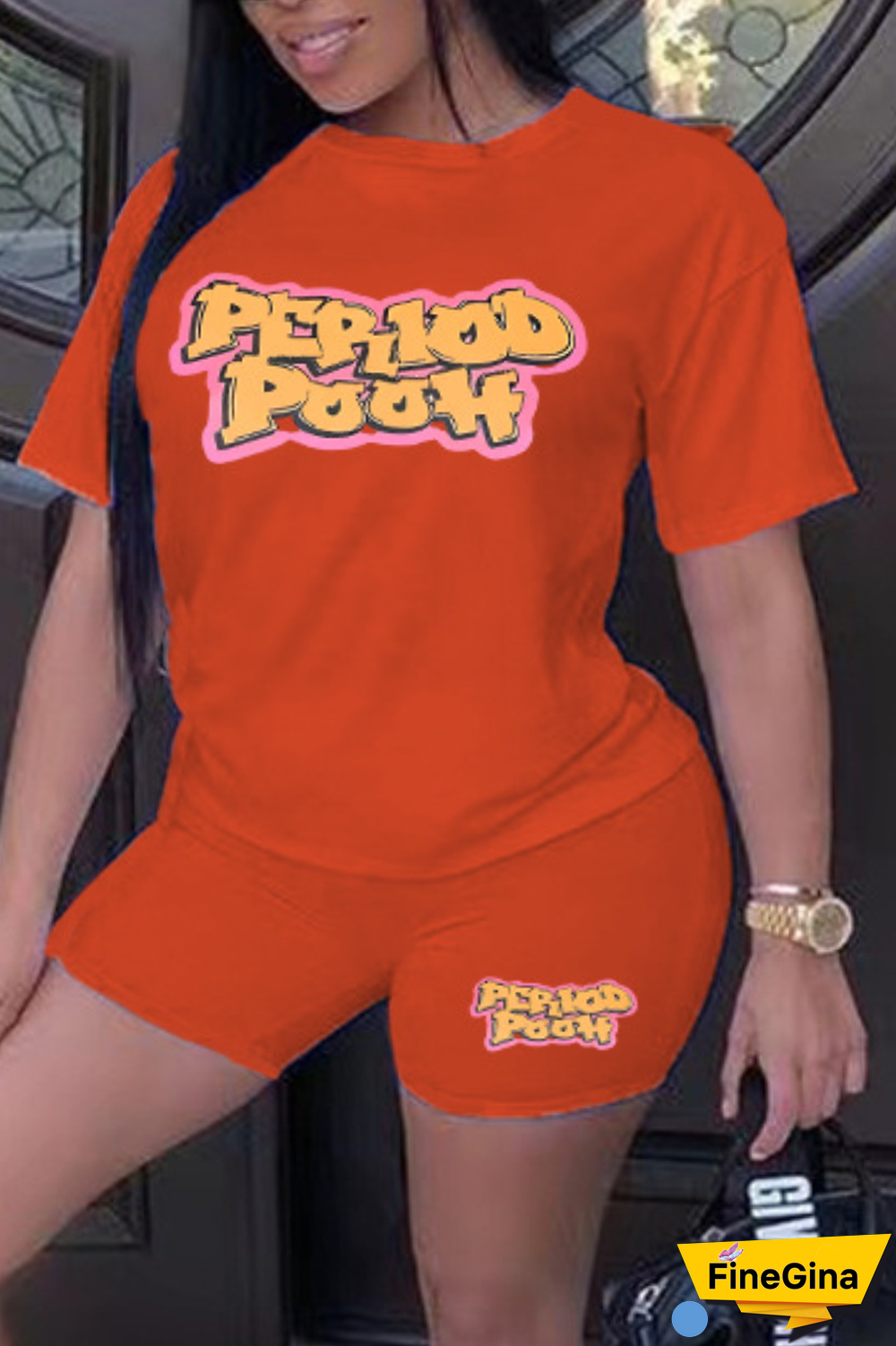 Purple Casual Street Print Patchwork Letter O Neck Plus Size Two Pieces