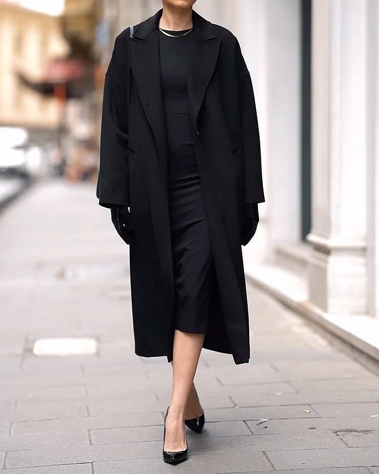 Solid Color Casual Straight Fashion Coat