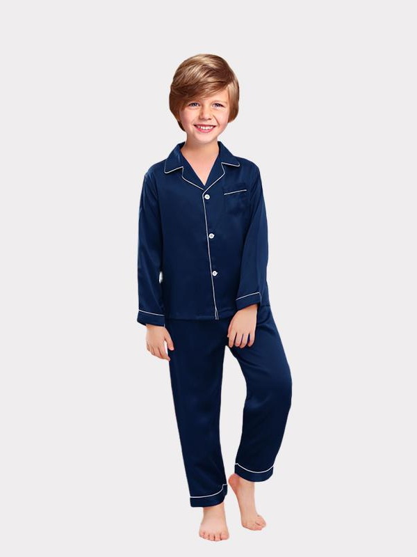 Classic Solid Boy's Silk Pajamas