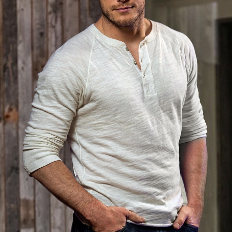 Outdoor Long Sleeve Henley Shirt Men's Long Sleeve T-Shirt