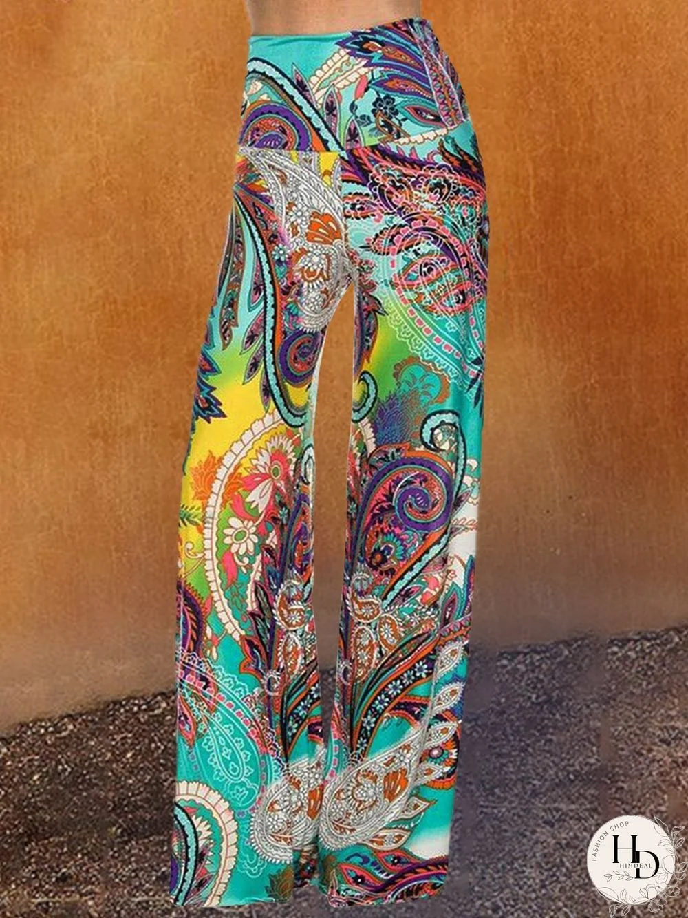 Paisley Shift Printed Cotton-blend Boho Green Pants