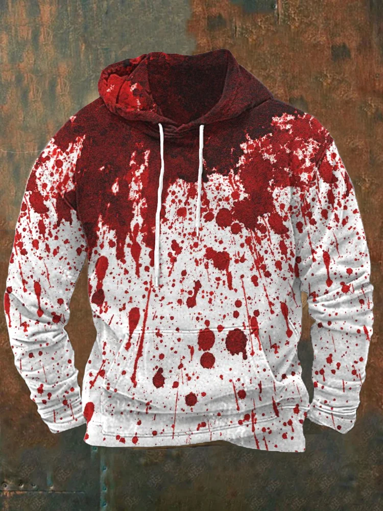 Comstylish Men's Bloody Halloween Casual Long Sleeve Hoodie