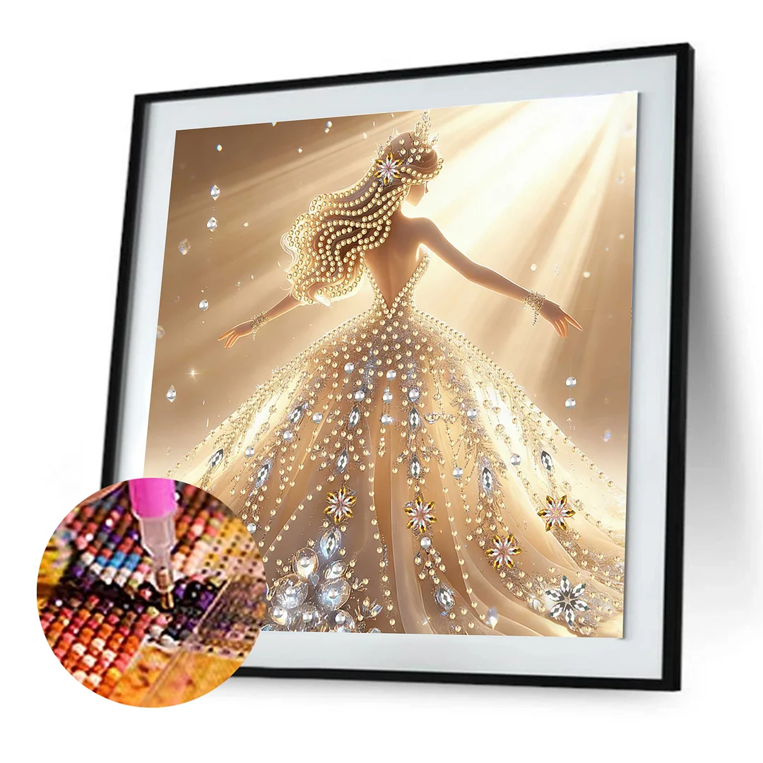 Diamond Painting - Partial Special Shaped Drill - Golden Fairy Gown(Canvas|30x30cm)