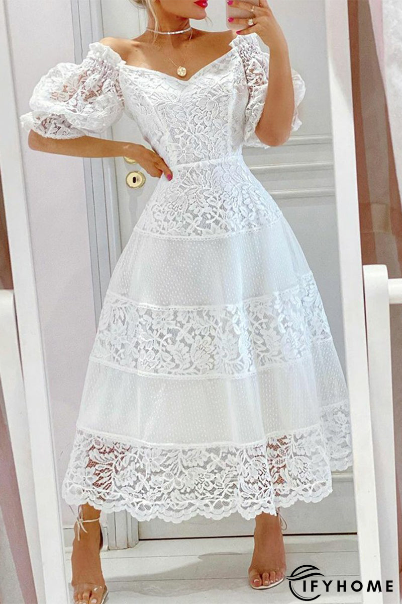 Sweet Elegant Solid Lace V Neck Princess Dresses | IFYHOME