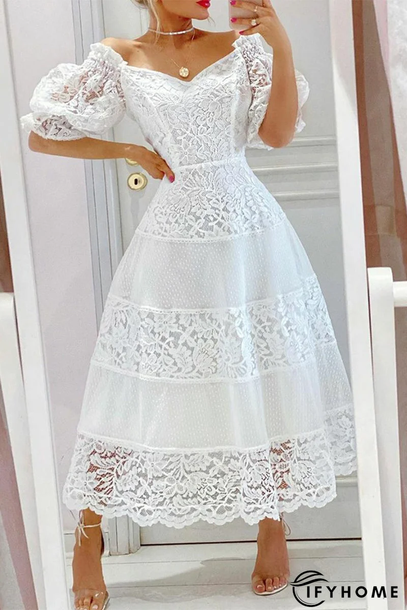 Sweet Elegant Solid Lace V Neck Princess Dresses | IFYHOME
