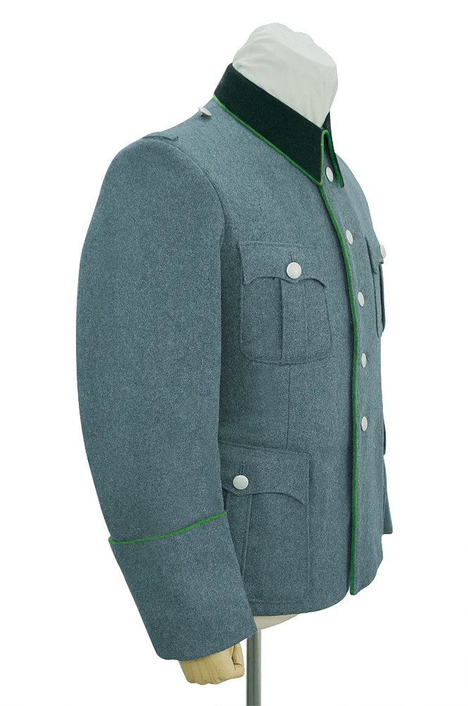   Polizei German General Officer Wool Modified Tunic Jacket With Deep Green Collar 5 Buttons German-Uniform