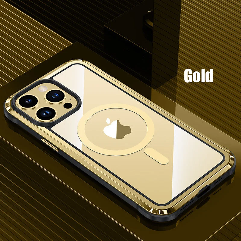 Suitable For iPhone 13/14 Series Stainless Steel Metal Frame Magnetic Phone Case