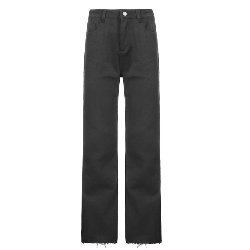HEYounGIRL Khaki Casual High Waist Jeans Women Pocket Elegant Straight Denim Trousers Fashion Solid Pants Capris Summer 2021