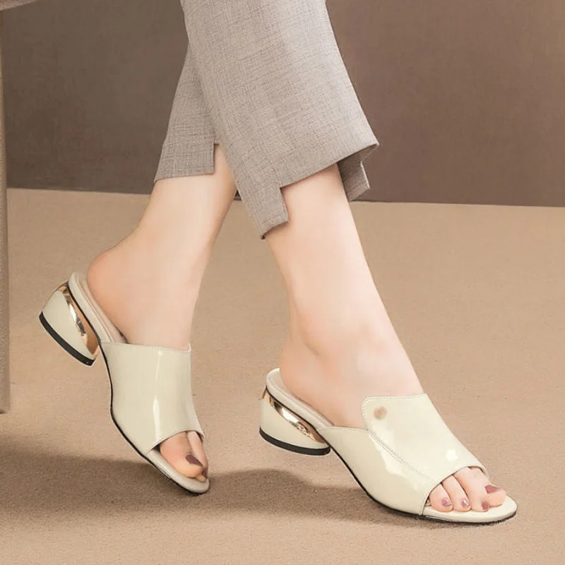 Vstacam  Red Sexy Pu Soft Leather Female Flipflop Slippers Summer Fashion Heels Slides Shoes For Girls Comfortable Sandals Woman