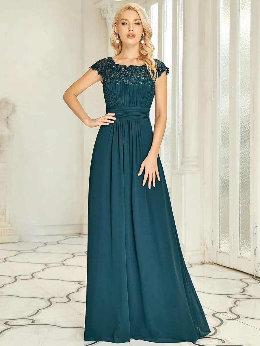 Sophisticated Lace Detail Evening Gown