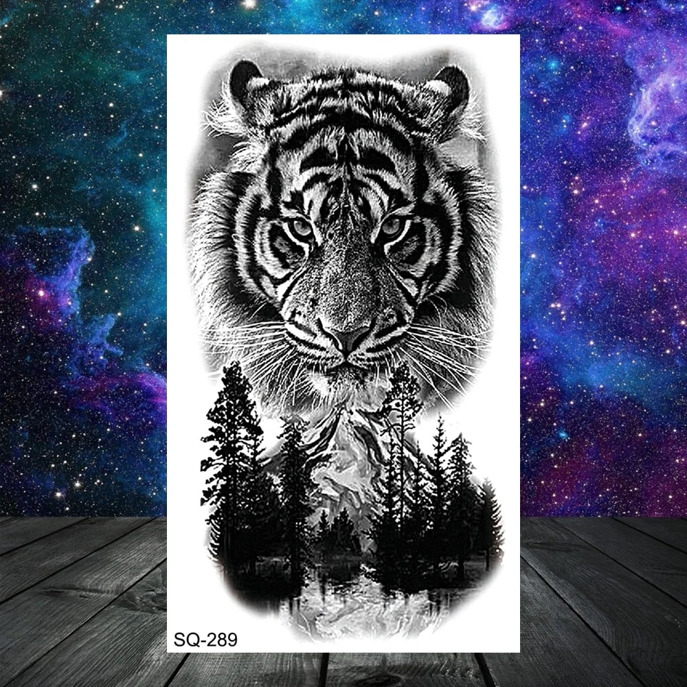 Thorns Wolf Dragon Scorpion Temporary Tattoos For Adult Men Boy Skull Tiger Lion Compass Fake Tattoo Neck Arm Hands Small Tatoos