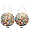 (Upgrade Size)DIY Diamond Painting Art Double Sided Effect Pendant Colorful Stained Glass Hanging Ornament Kit(rFlowers)