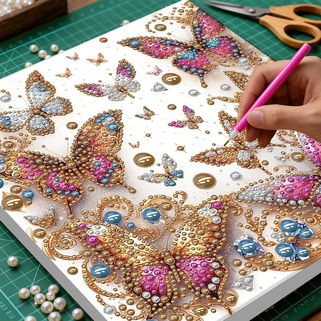 Butterfly - DIY Pearl Diamond Art Kit With Frame 30*30cm