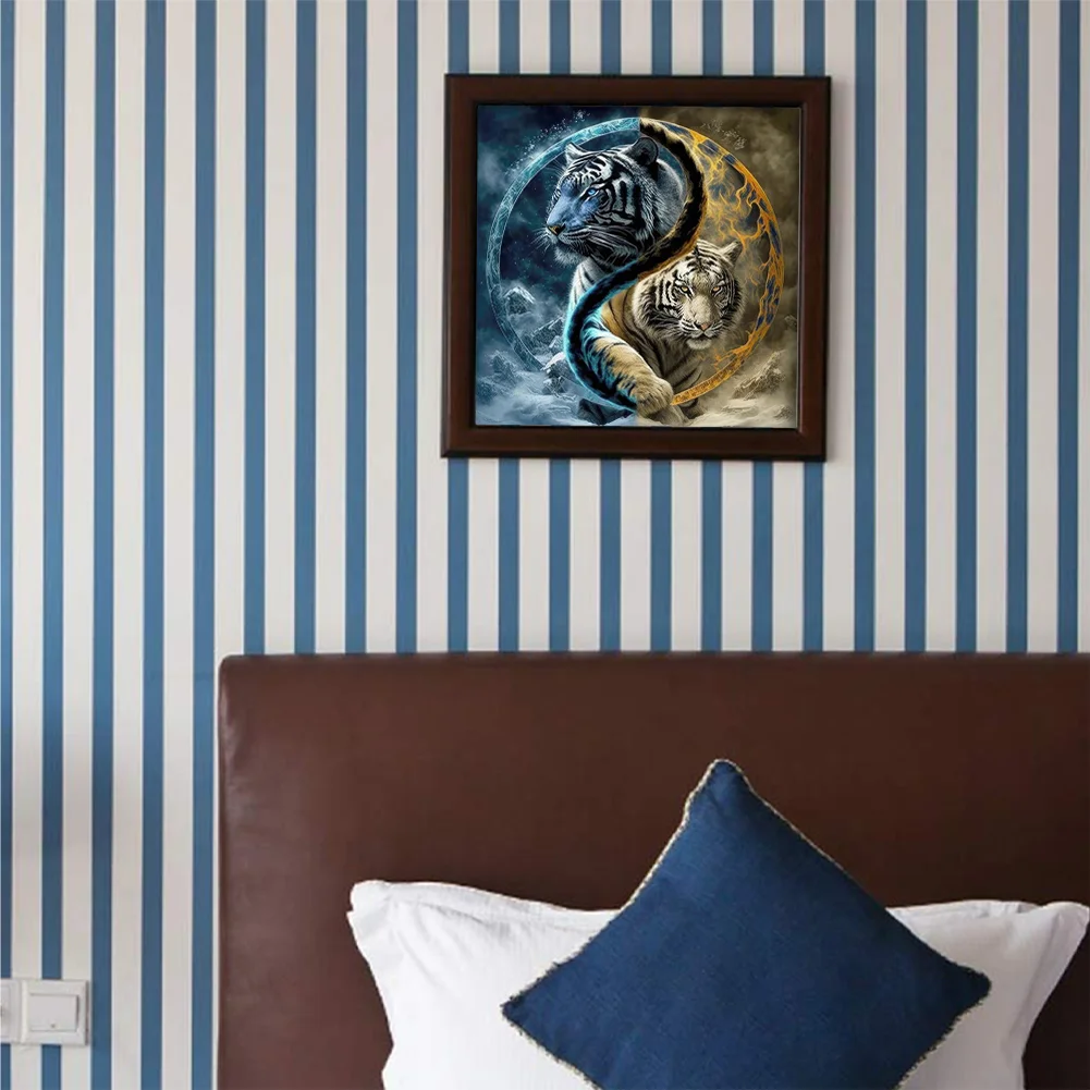 11CT Full Stamped Cross Stitch - Yin Yang Tiger(Canvas|45*45CM)