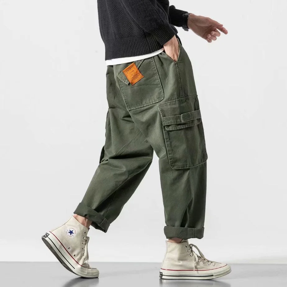 Side Pockets Cargo Harem Joggers Pants Men Military Army Green Pants Casual Harajuku Streetwear Sweatpant Male Pants baggy