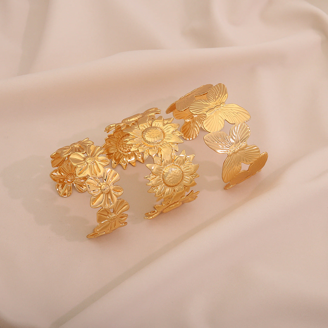 Personalized Exaggerated Flower Bracelet Niche Hand Accessories Ins Stainless Steel Jewelry B626