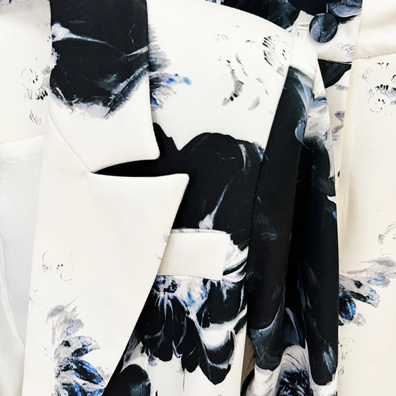 Nigikala Nigikala New Star Temperament Fashion Digital Print A Buckle Suit Small Foot Pants Set Two