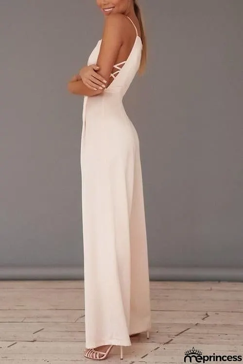 Side Cross Slip Jumpsuits