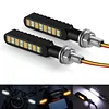 iFunyLED 2PCS Flowing LED Motorcycle Turn Signal Daytime Running Lights, Aluminum Alloy 12V Super Bright Motorbike Front Rear Blinkers Fit for Harley Honda KTM Kawasaki Suzuki Yamaha - White & Amber