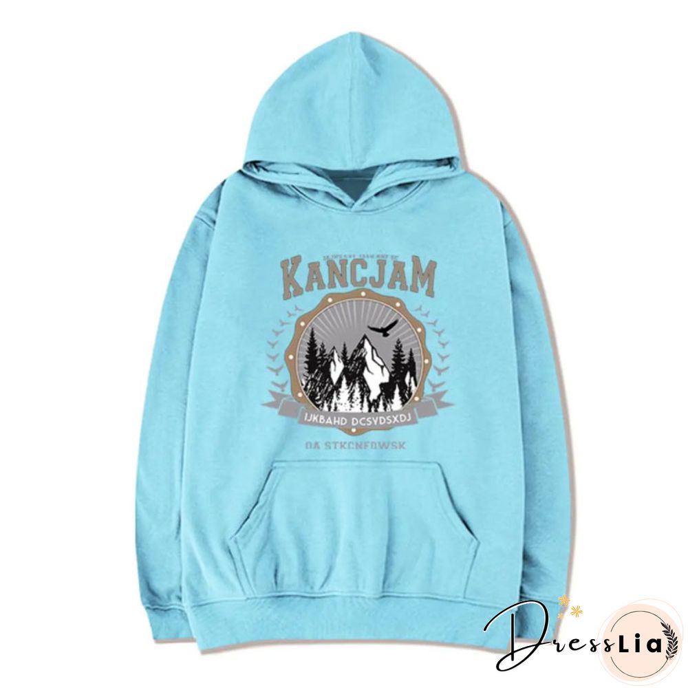 Vintage Unisex Mountains Print Oversized Hoodie