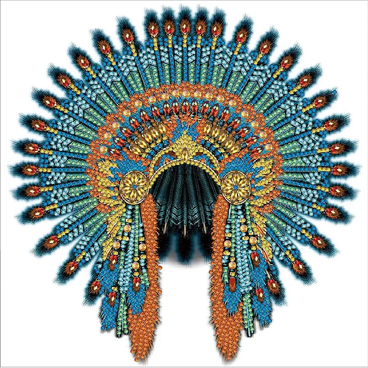 Partial Special-Shaped Diamond Painting - Native American War Hat 30*30CM