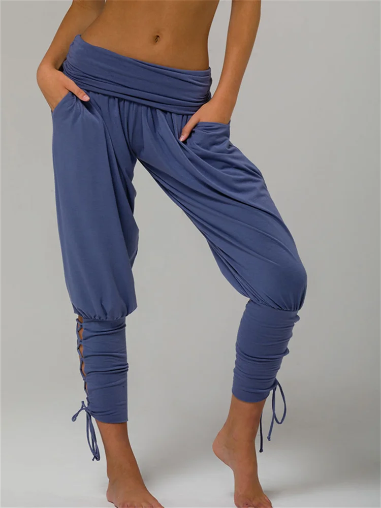Laced Pleated Comfy Soft Yoga Pants