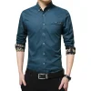 Cotton lapel long sleeve casual shirt