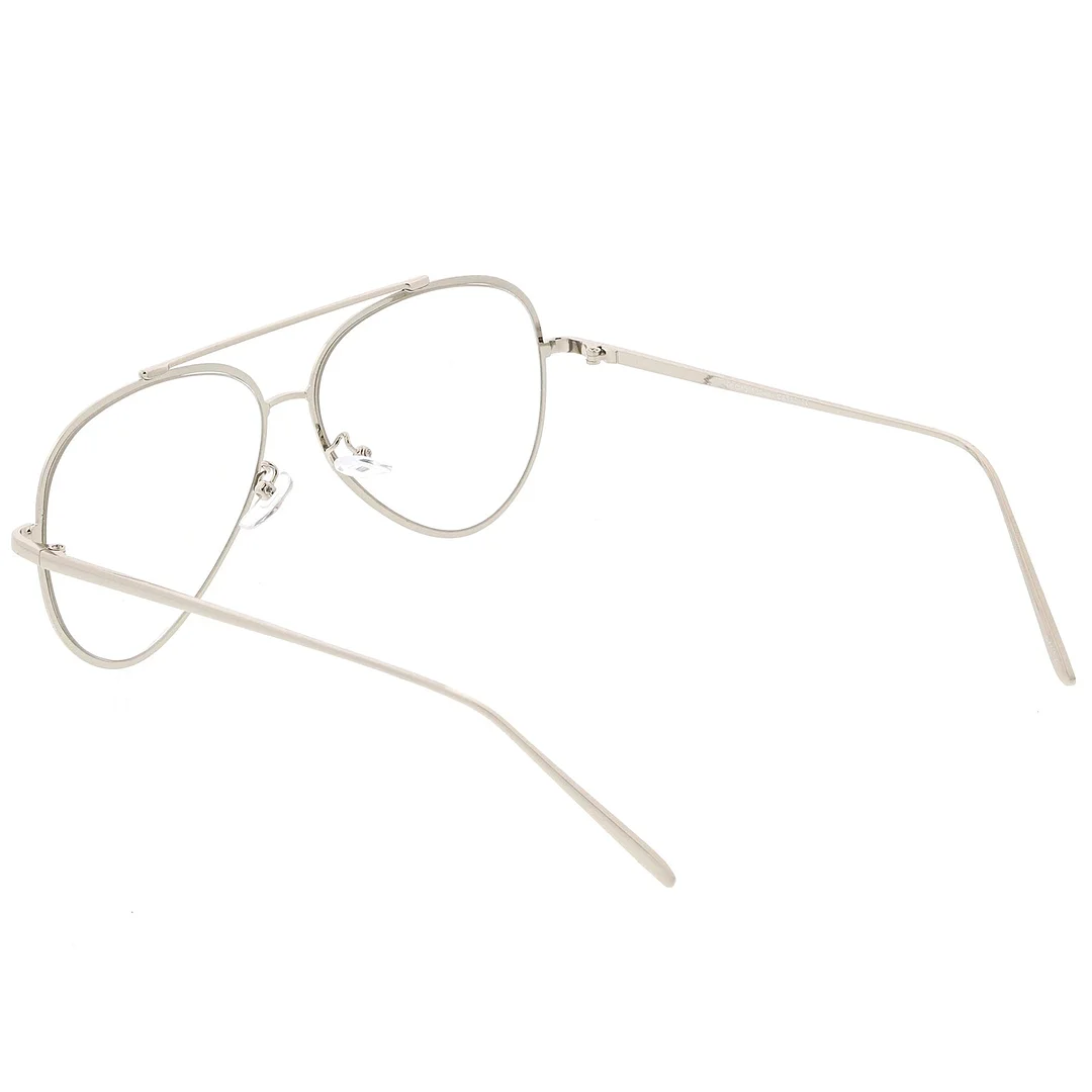 Mod Fashion Metal Aviator Eyeglasses Teardrop Rimless Clear Flat Lens 58mm
