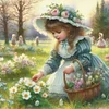 Cute Girl-11CT Stamped Cross Stitch 40*40cm/15.75*15.75in tapestrymarket