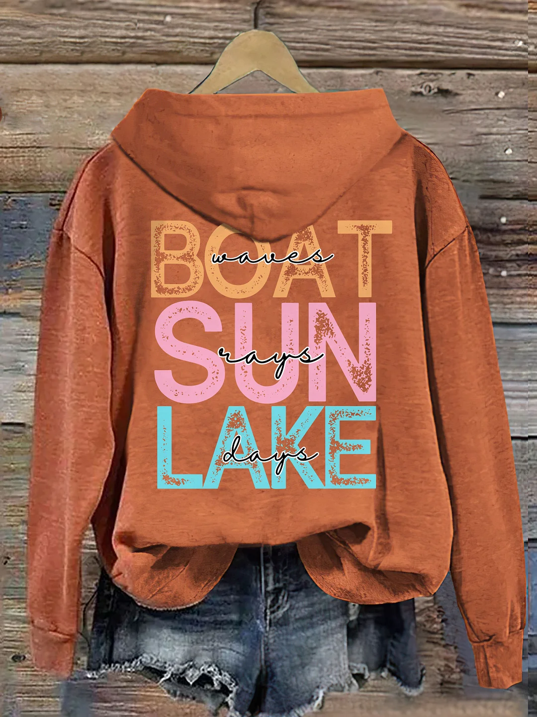 Boat Waves Sun Rays Lake Days Hoodie
