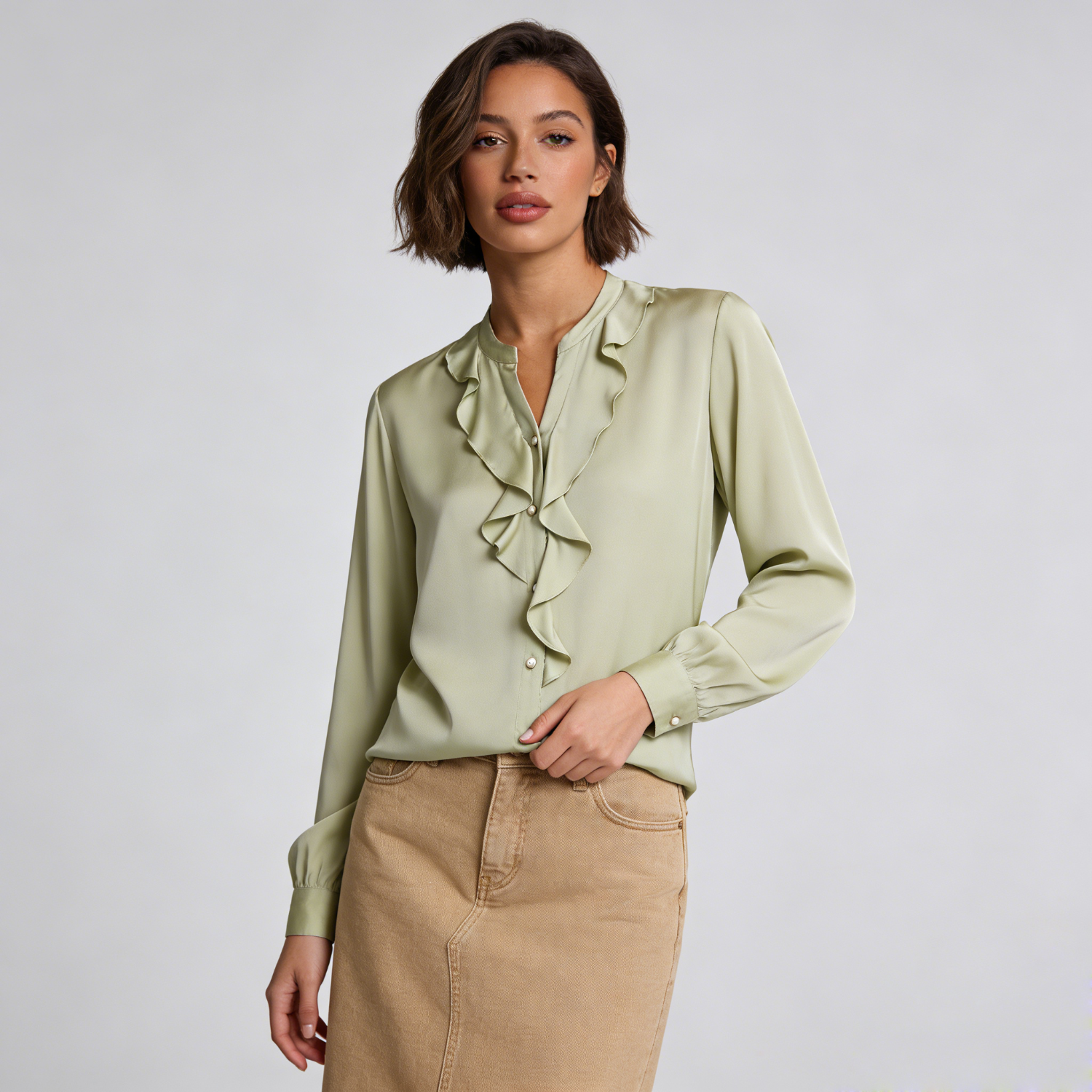 Silk Shirt for Women with Lace Collar REAL SILK LIFE