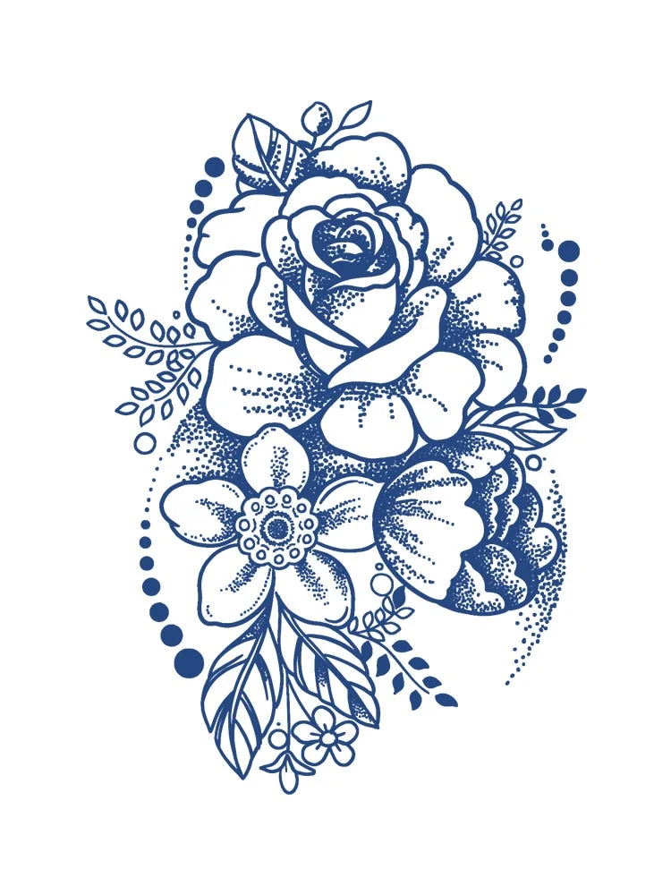 KT51-100 Semi-permanent herbal juice tattoo sticker flower arm clavicle non-reflective simulation tattoo big picture