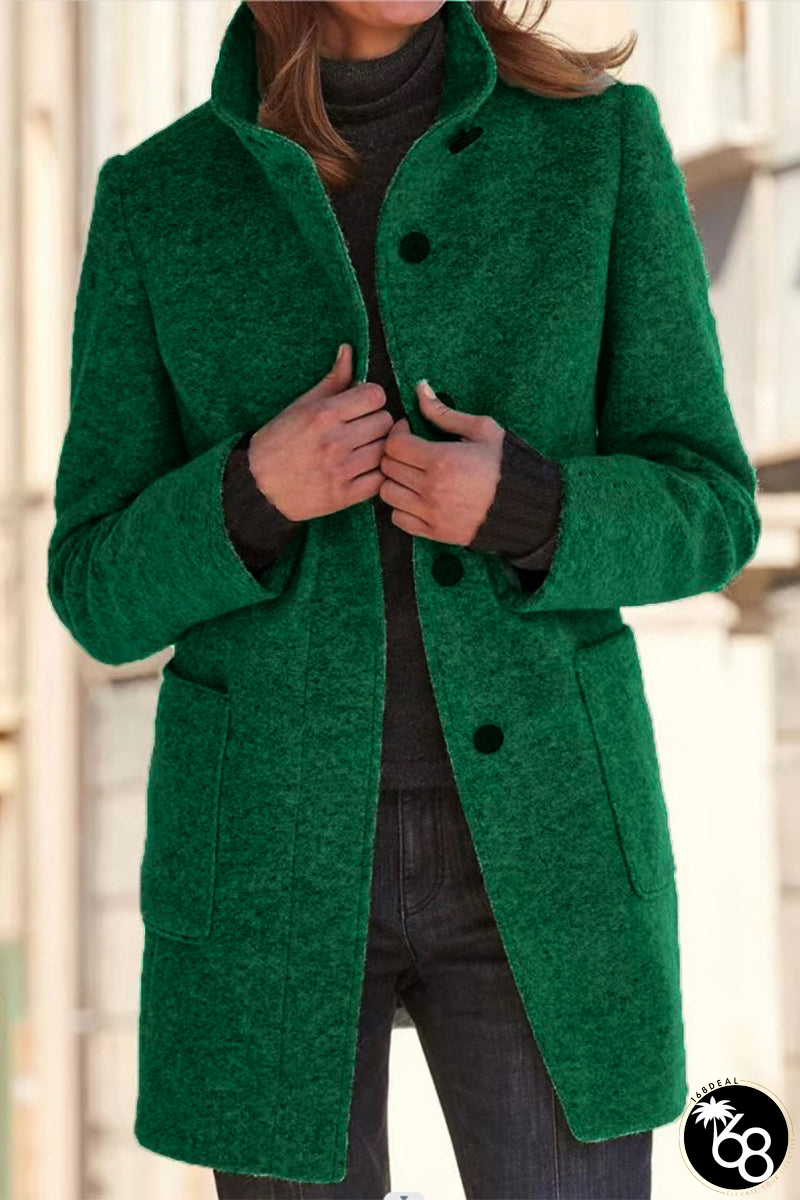 Casual Solid Solid Color Mandarin Collar Outerwear(6 Colors) | 168DEAL