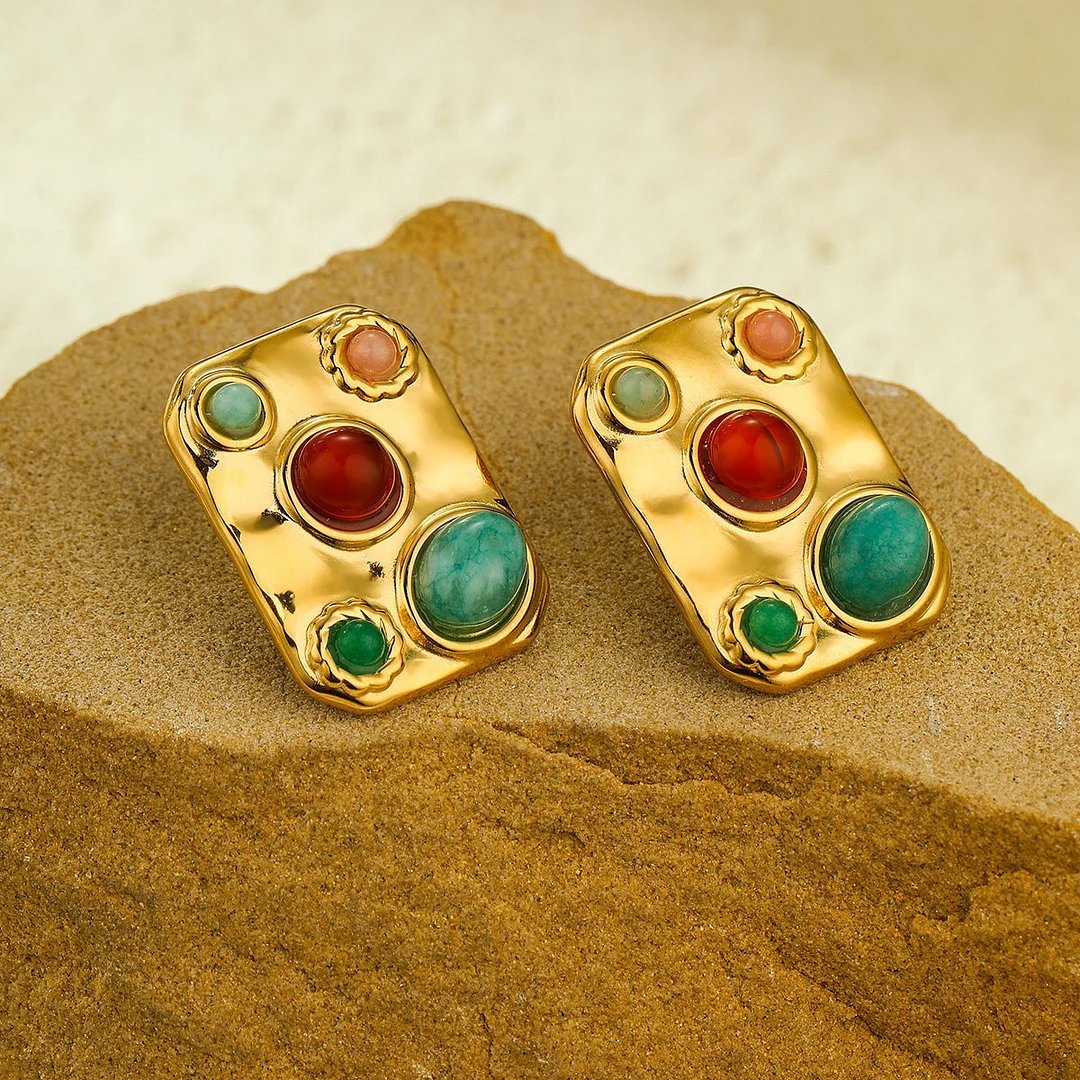 Titanium Steel Square Zirconia Stud Earrings