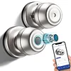 Spherical Fingerprint Lock Smart Door Handle, Fingerprint Smart Lock With APP Control, Biometric Door Lock Bluetooth Smart Lock, Easy To Install Door Lock, Suitable For Home Bedroom, Cloakroom, Hotel, Apartment Office(Tuya Bluetooth APP)