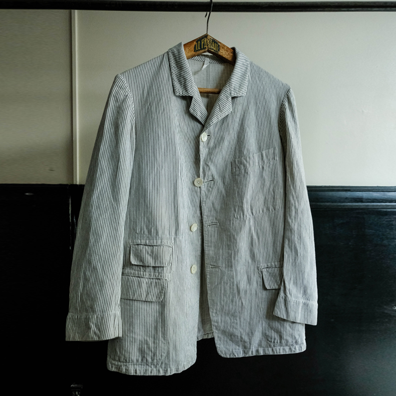Men's Holiday Cotton and Linen Striped Long Sleeve Blazer