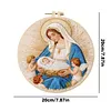 Mary With Angels-DIY Embroidery Kit with Pattern Cotton Threads Needles Hoop 30*30cm