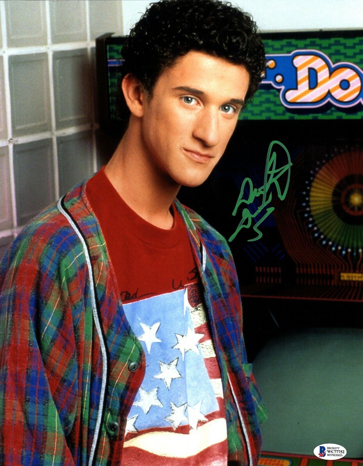 DUSTIN DIAMOND Signed SAVED BY THE BELL Screech 11x14 Photo Poster painting Beckett BAS Witness