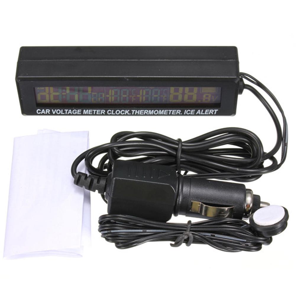 

3 in 1 Digital LCD Clock Thermometer Battery Voltage Monitor For Car, 501 Original