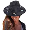 Straw Beach Sun Hat with Adjustable Chin Strap Wide Brim Sun Beach Hat for Beach