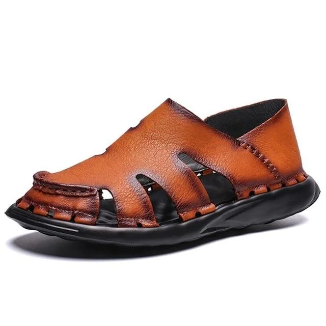 Men's Pu Leather Sandals Roman Gladiator Style Outdoor Beach Sandals Shoes