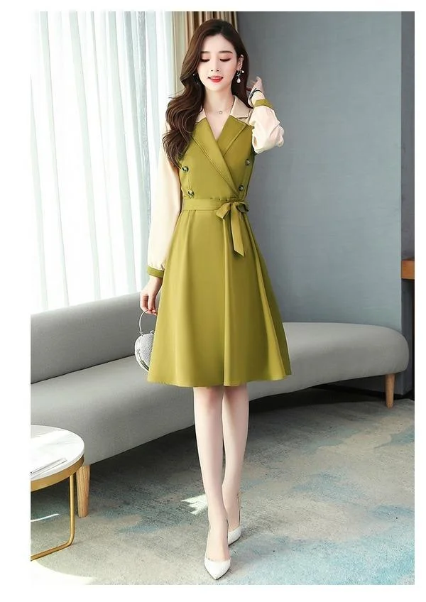 long sleeve plus size women causal loose midi spring  autumn dress   for women