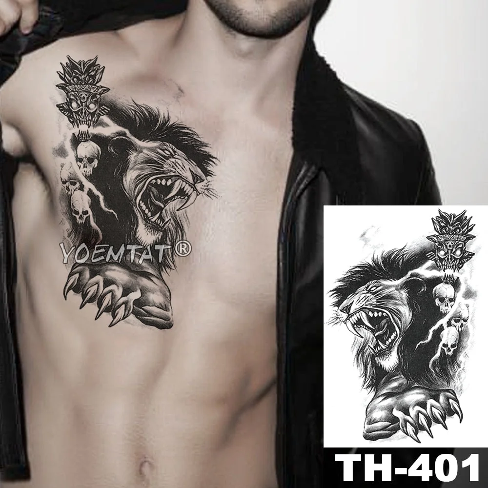 Forest Shadow Wolf Temporary Tattoo Sticker For Men Women Owl Lion Waterproof Fake Henna Tiger Animal Body Art Tatoo Decal